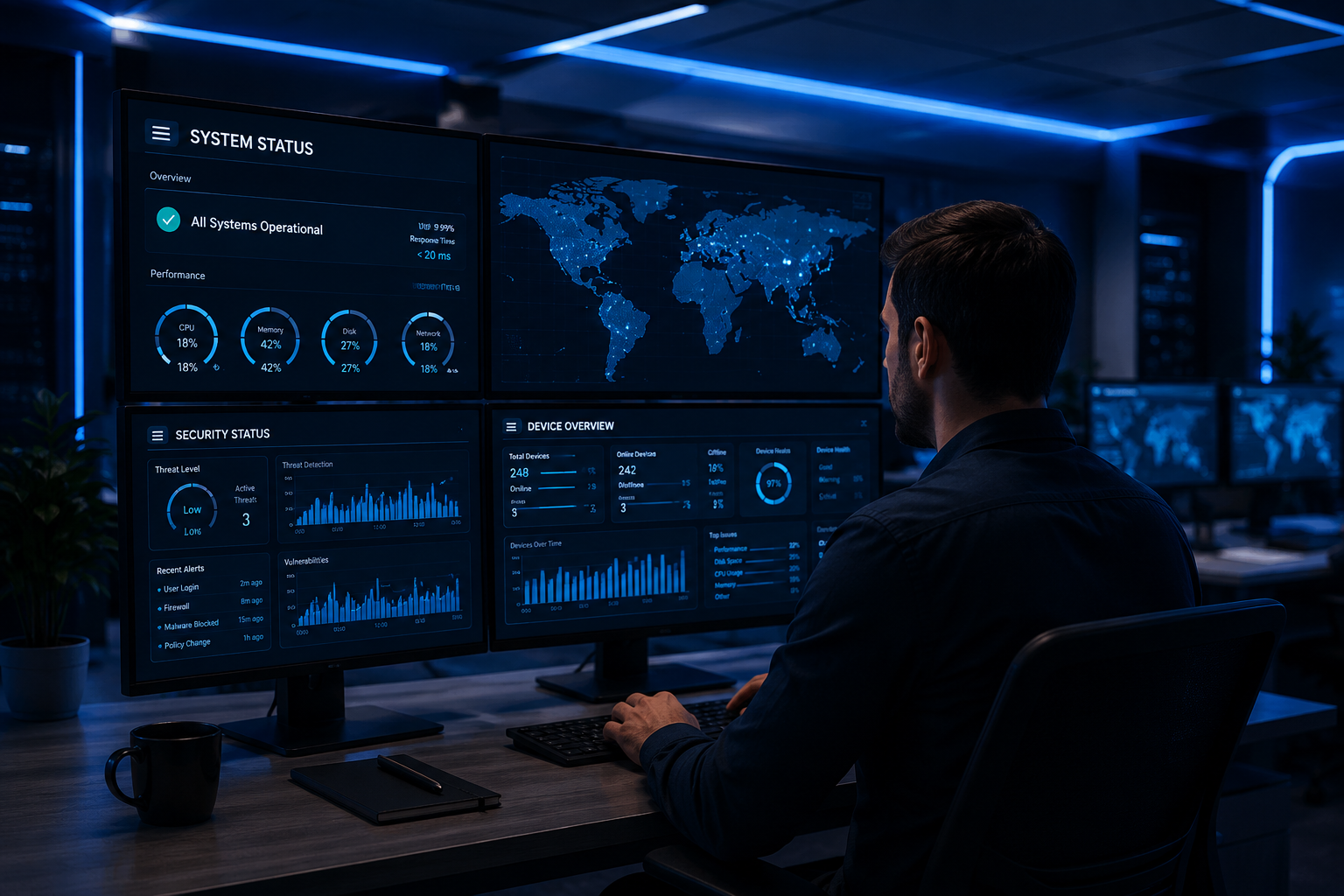 Managed IT services monitoring center